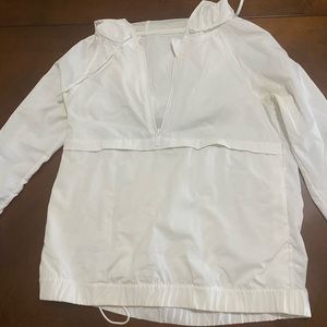 White lululemon wind jacket half zip with hood